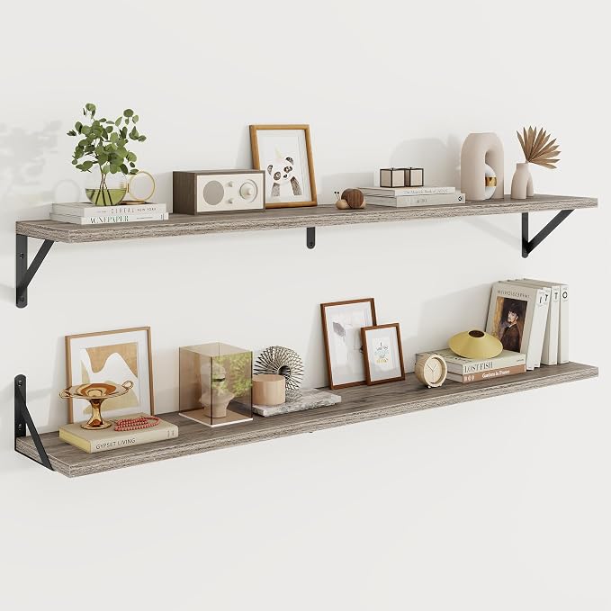 Floating Shelves 8 Inch Deep, 48W x 8D Wall Shelf Set of 2, 70 lbs Heavy Duty by KovaScapeHomeDecor