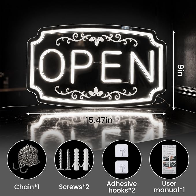 LED Neon Open Signs for Business Window Wall Door, Light Up Open Lights Sign - Image 4