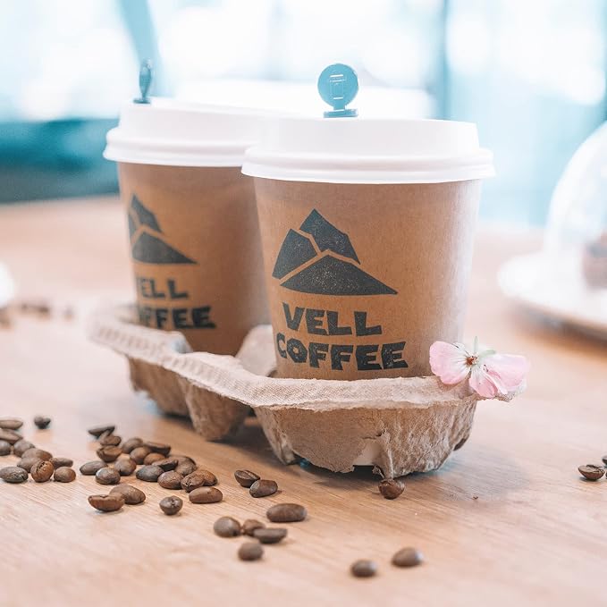 4 Cup Drink Carriers Disposable Coffee Take Out Trays 100 Pcs Pack Pulp Fiber - Image 7