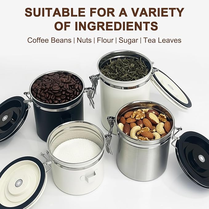 1.8L Airtight Vacuum Coffee Canister, Stainless Steel Storage Container - Image 6