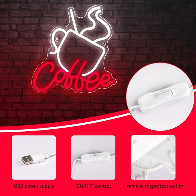 Coffee Neon Sign for Wall Decor Coffee LED Neon Light for Business Sign Led - Image 3