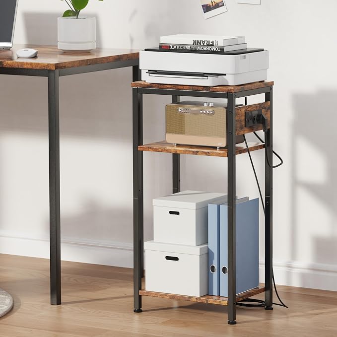 Side Table with Charging Station, Nightstand with USB Ports and Outlets - Image 4