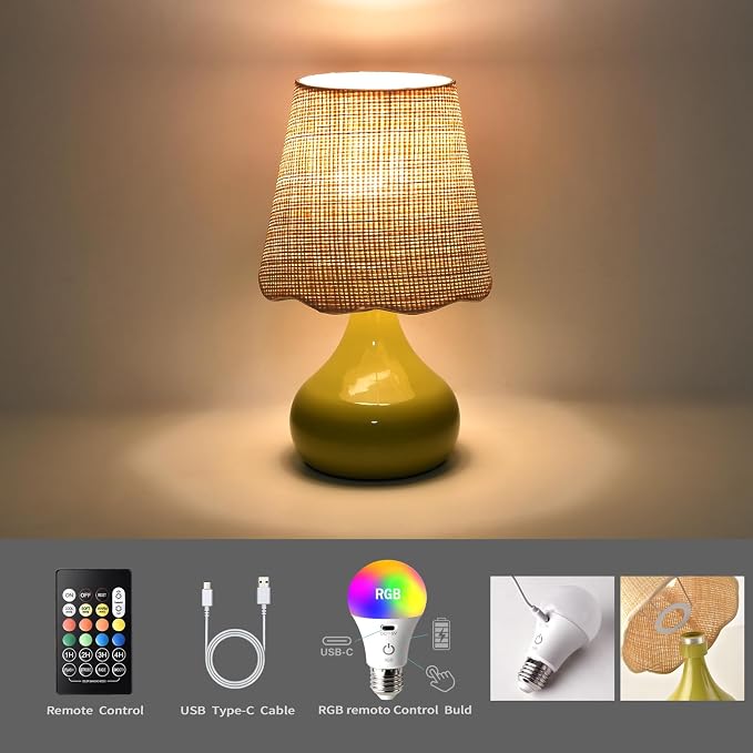 Ziqqeelam Cordless Table Lamp Rechargeable, Battery Operated Small Table Lamp - Image 4