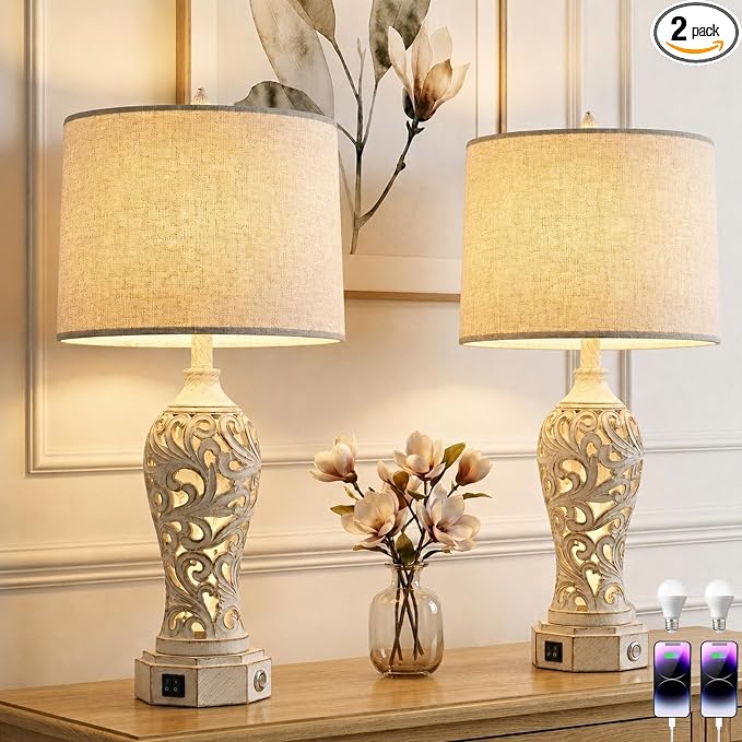 3 Way Dimmable Table Lamps for Living Room, 26.3'' Night Stand Lamps by NITEBEE