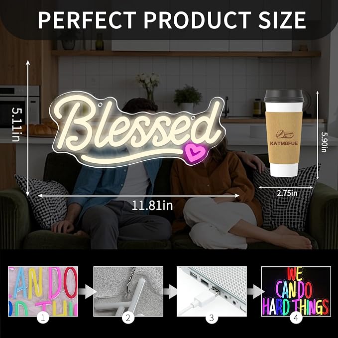 LED Blessed Signs for Home Decor, Bless This Home Wall Decor Neon Sign - Image 8