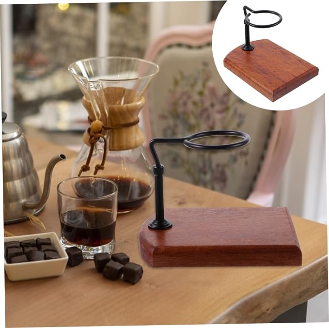NUOBESTY 1pc Coffee Dripper Stand Solid Wood Base Hand Coffee Filter Holder - Image 2