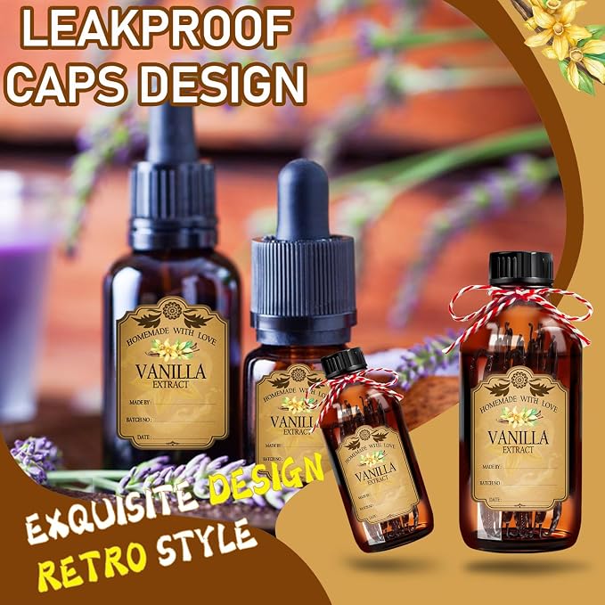 15PCS Vanilla Extract Labels, Holiday Gift Stickers Homemade Vanilla Stickers - Image 3