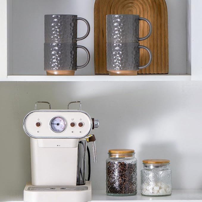 Nihow 16OZ Stackable Coffee Mug Set, Large Ceramic Coffee Mug Set of 4 - Image 5