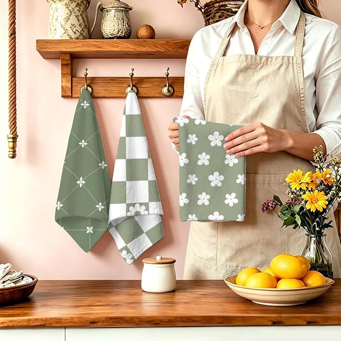 MAYJOYDIY 4 Pcs Nordic Style Kitchen Towels Minimalist Microfiber Dish Towel - Image 2