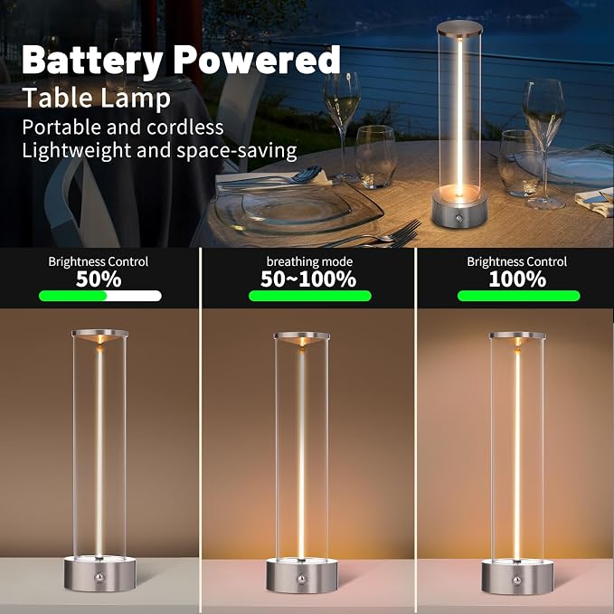 Cordless Portable LED Table Lamp， Rechargeable Battery Operated Desk Lamp - Image 5