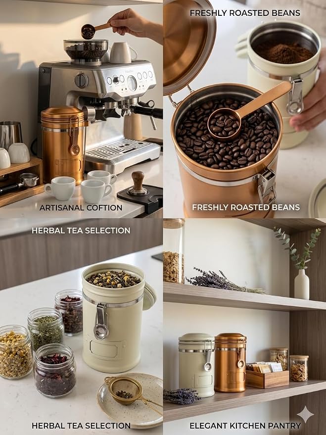 PRINCE G Airtight Coffee Canister, Light-Blocking Stainless Steel Coffee - Image 6