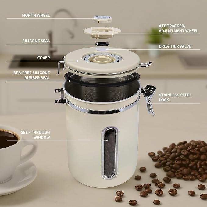 22oz White Airtight Coffee Canister - Image 3