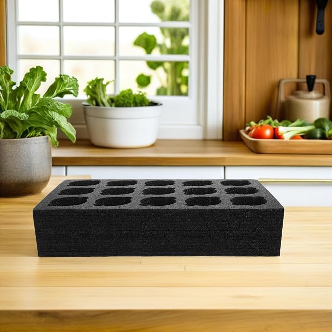 NUOBESTY Foam Milk Tea Cup Carrier Tray, 15-hole Black Multi-cup Beverage Holder - Image 8