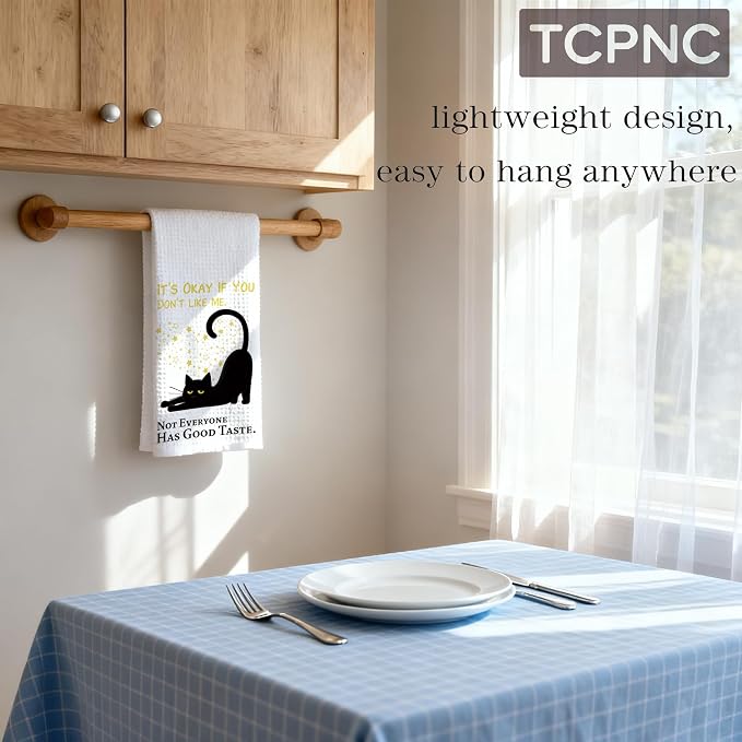 Funny Black Cat Kitchen Towel, Cute Black Cat Hand Towel, - Image 6