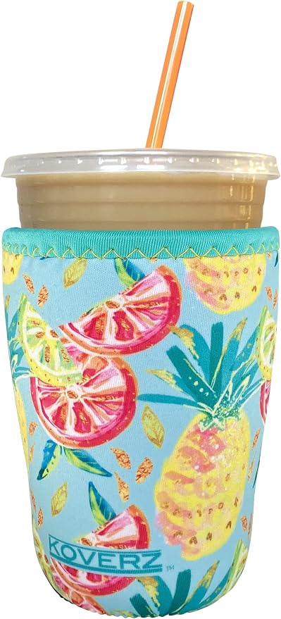 Iced Coffee Sleeve, Medium Pineapples, 24 Oz by Koverz