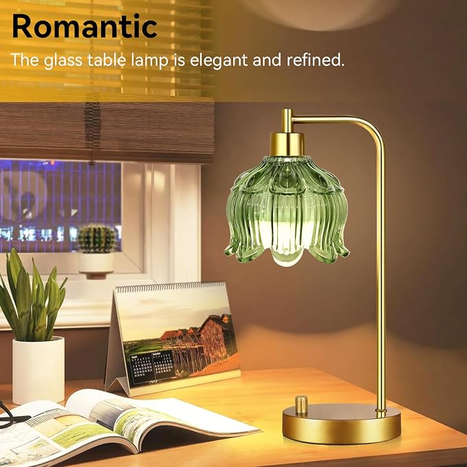 ILLMTW Glass Table Lamp Set of 2, Small Gold Bedside Lamps Dimmable Boho - Image 3