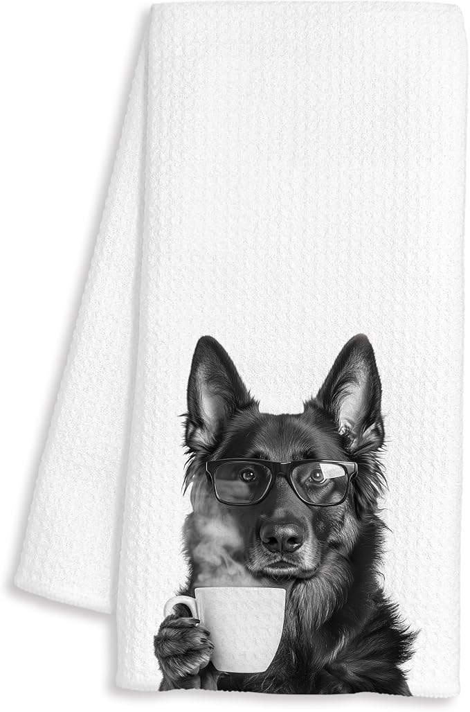 Funny German Shepherd Decor Coffee Kitchen Towels Gift, German Shepherd Dog by Unknown
