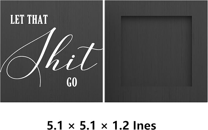 Funny Bathroom Decor Wood Box Sign, Restroom Shelf Decor - Image 2