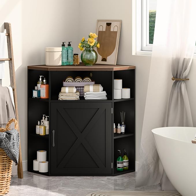 Vabches Corner Cabinet, Corner Storage Shelf - Image 8