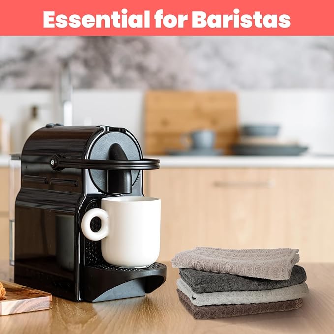 4Pack Waffle Weave Microfiber Towel, 12×12" Barista Towels - Image 7