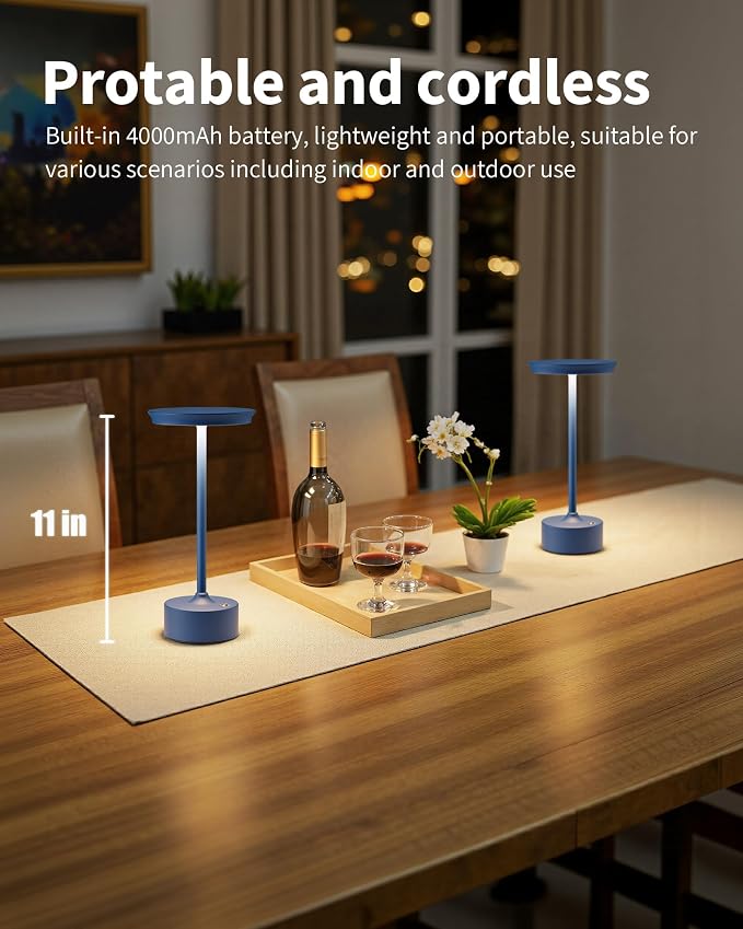 PUSU Rechargeable Table Lamps Set of 2, Stepless Dimming & 3 Color 2700K-6000K - Image 2