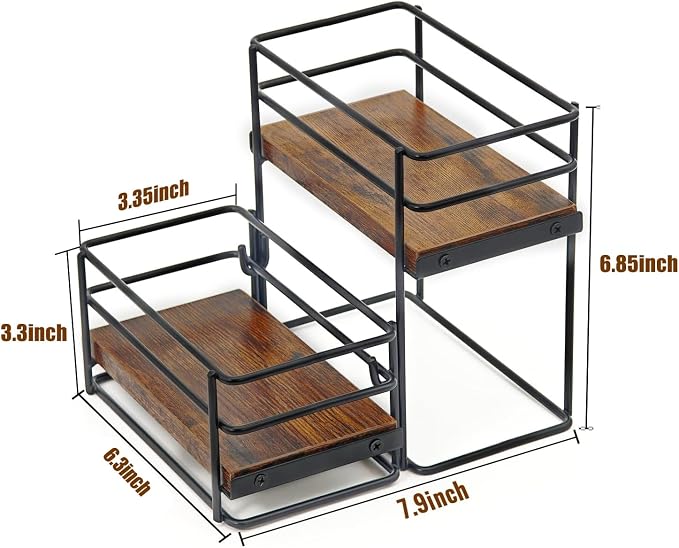 4 Bottle Coffee Syrup Organizer Rack, 2 Tier Coffee Syrup Bottle Stand Holder - Image 3