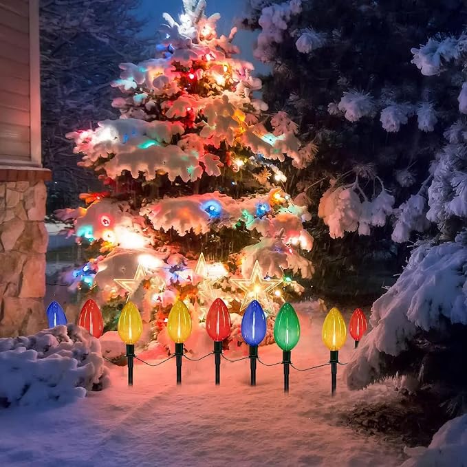 C9 Christmas Multicolor Pathway Lights, 7Ft Outdoor Christmas Pathway Markers - Image 4