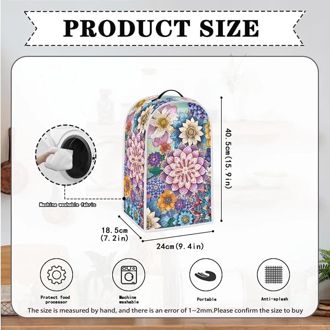 doginthehole Boho Floral Blender Cover Toaster Covers 2 Slice Bread Maker Cover - Image 4