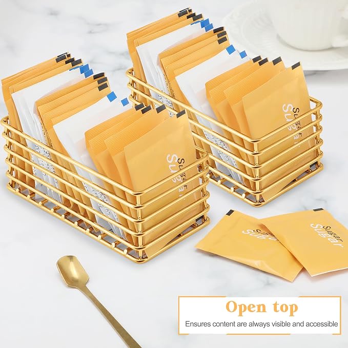Oudain 2 Pcs Sugar Packet Basket Sugar Packet Rack Small Caddy Iron Organizer - Image 3