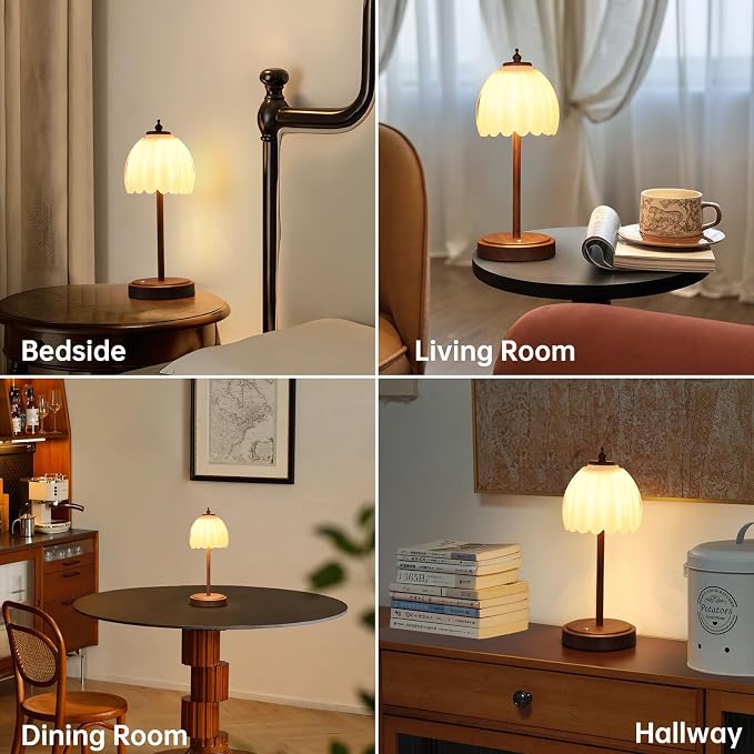 Shenmoyl Tulip Table Lamp with 5200mAh Battery & Touch Control, Small Cordless - Image 4