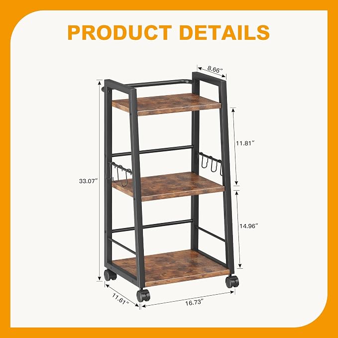 Homeiju 3 Tier Kitchen Storage Cart - Image 3