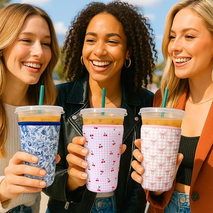 Reusable Insulated Neoprene Iced Coffee Cup Sleeve, Durable Drink Sleeve - Image 3