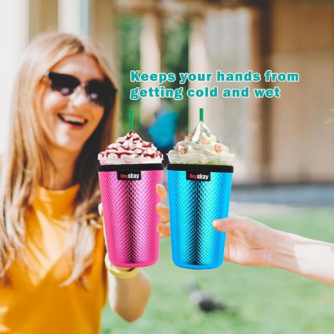 HEYSKAY Insulated Coffee Cup Sleeves Reusable Neoprene Iced Coffee Sleeve Hot - Image 4