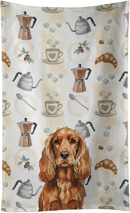 Caroline's Treasures Red English Cocker Spaniel Coffee Bar Kitchen Towel Velour by CarolinesTreasures