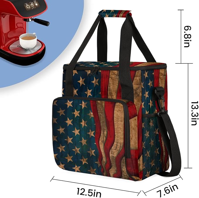 American Flag Coffee Maker Carring Bag, Large Insulated Storage Organizer Case - Image 2