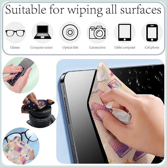 CREATCABIN 6Pcs Glasses Cleaning Cloth Book Microfiber Cleaning Cloths Suede - Image 5