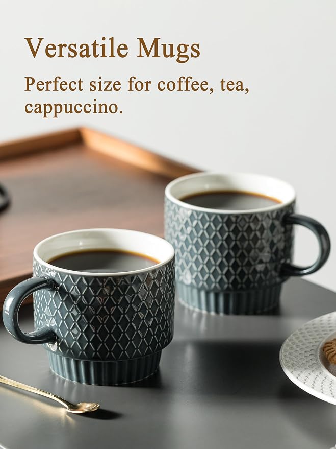Gomakren Coffee Mugs Set of 4, 13 Ounce Stackable Coffee Mug Set - Image 6