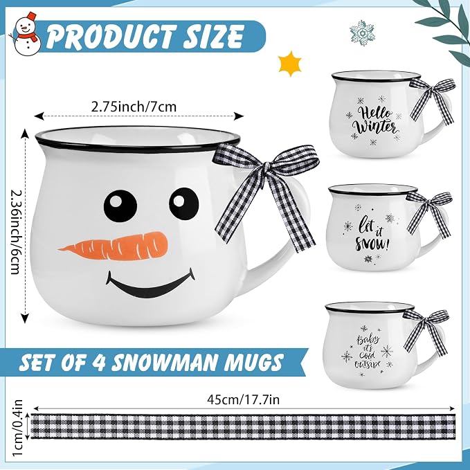 Patelai 4 Pcs Christmas Coffee Mugs 5 oz Winter Christmas Espresso Cups Set - Image 2