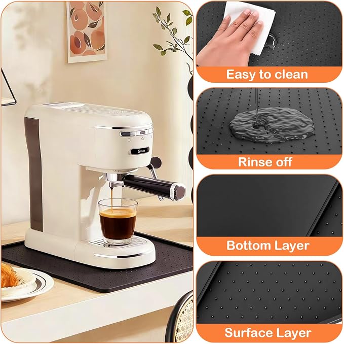 Coffee Machine Mat, 11.5x18.5 Inch Silicone Coffee Maker Mat - Image 4