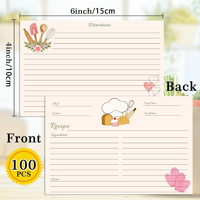 YOJO Recipe Cards, Double Sided Thick Cardstock, Recipe Index Cards - Image 2