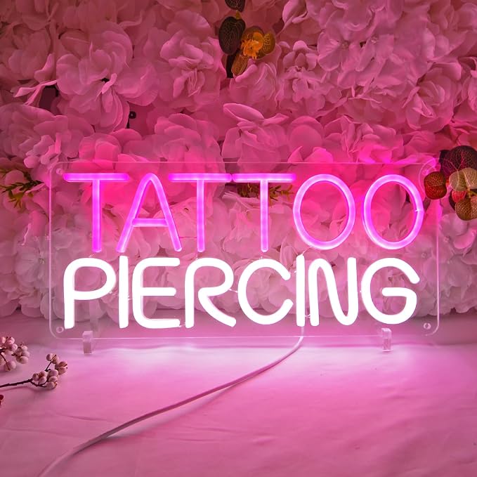 Britrio TATTOO Neon Sign Light Salon Studio Shop Plaque Pink LED Wall Art Decor - Image 3