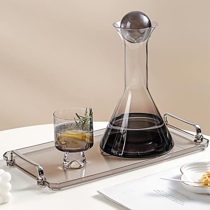 Acrylic Serving Tray with Handles Ottoman Countertop Decorative Tray Serving - Image 3