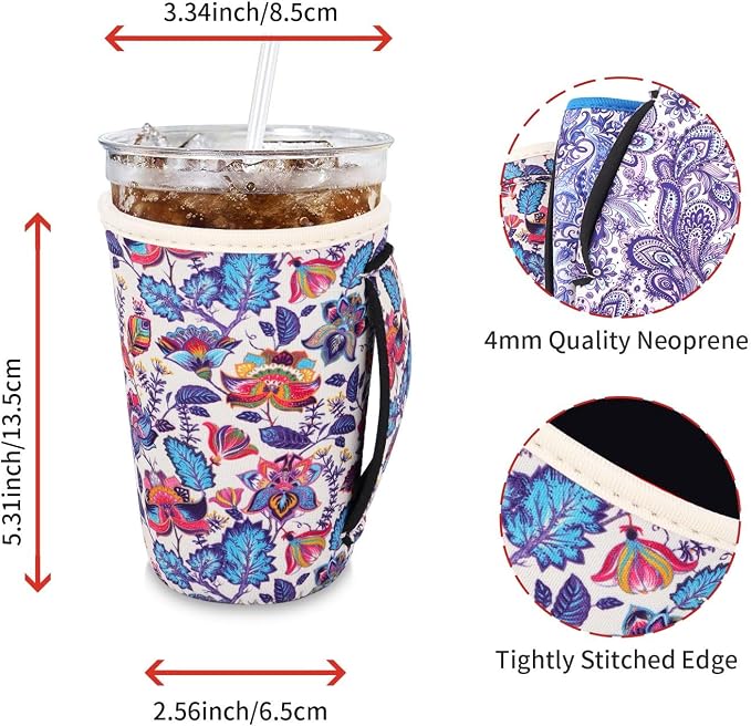 4Pack Reusable Iced Coffee Sleeve Insulator Sleeves - Image 2
