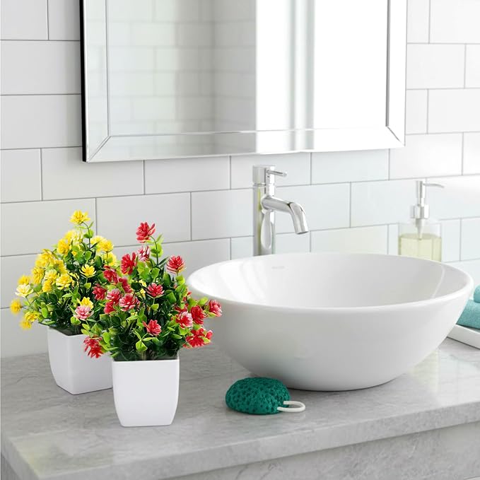 CEWOR Fake Flowers 4 Packs Artificial Plants Indoor Mini Eucalyptus Flowers - Image 6