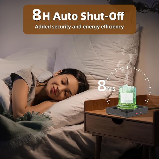 Coffee Mug Warmer with 2 USB Charging Ports: Auto Shut-Off Candle Wax Warmer - Image 7