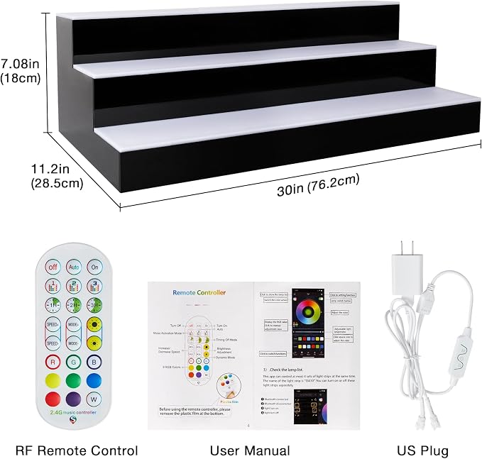LED Lighted Liquor Bottle Display Shelf, 3 Tiers 30 Inch Acrylic Bar Bottle - Image 2