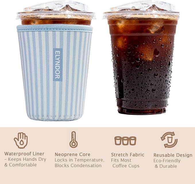 Reusable Insulated Sleeve for Iced Coffee Cup, Coffee Neoprene Sleeve for Cold - Image 6