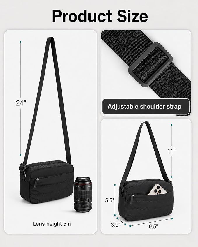 FHELAD Small Crossbody Bag for Women, Compact Puffer Camera Bag - Image 2
