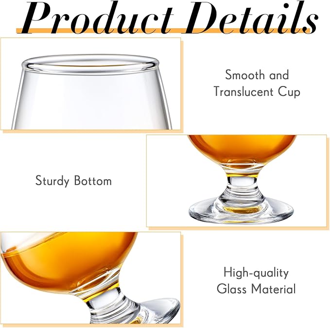 Qunclay 48 Pcs Shot Glasses Cute Cognac Snifter Small Brandy Snifter - Image 3