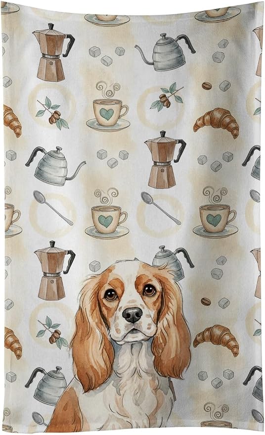 Caroline's Treasures Blenheim Cavalier Spaniel Coffee Bar Kitchen Towel Velour by CarolinesTreasures